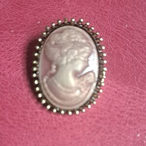 Elegant Cameo Brooch with Gold Trim Rose Pink With Lighter Pink